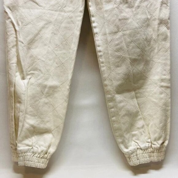 Forever 21 Linen Blend Jogger Women's Small Cream Heavy Cotton Elastic Waist EUC - Picture 5 of 11